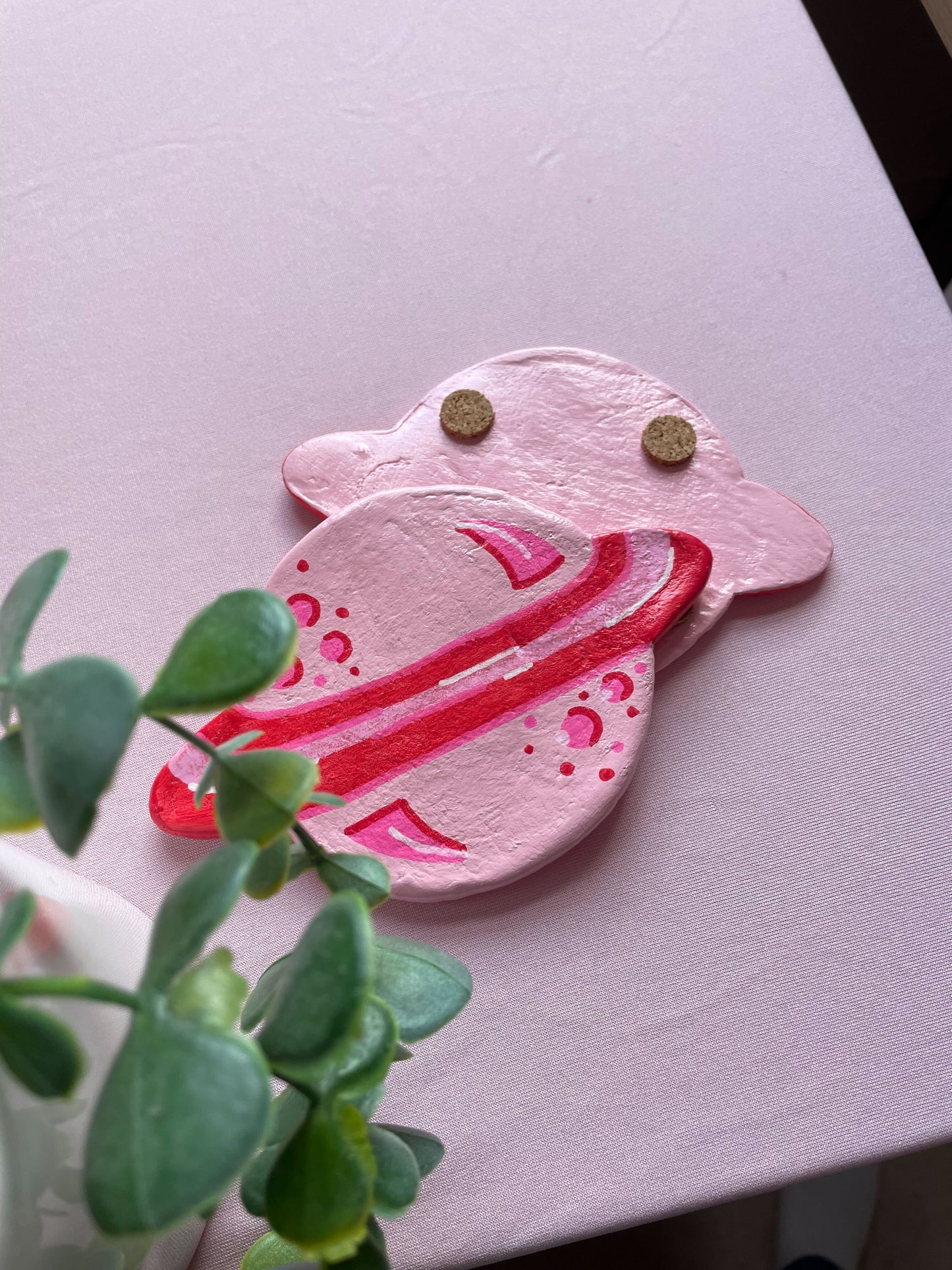 Pink Planet Handmade Clay Coaster