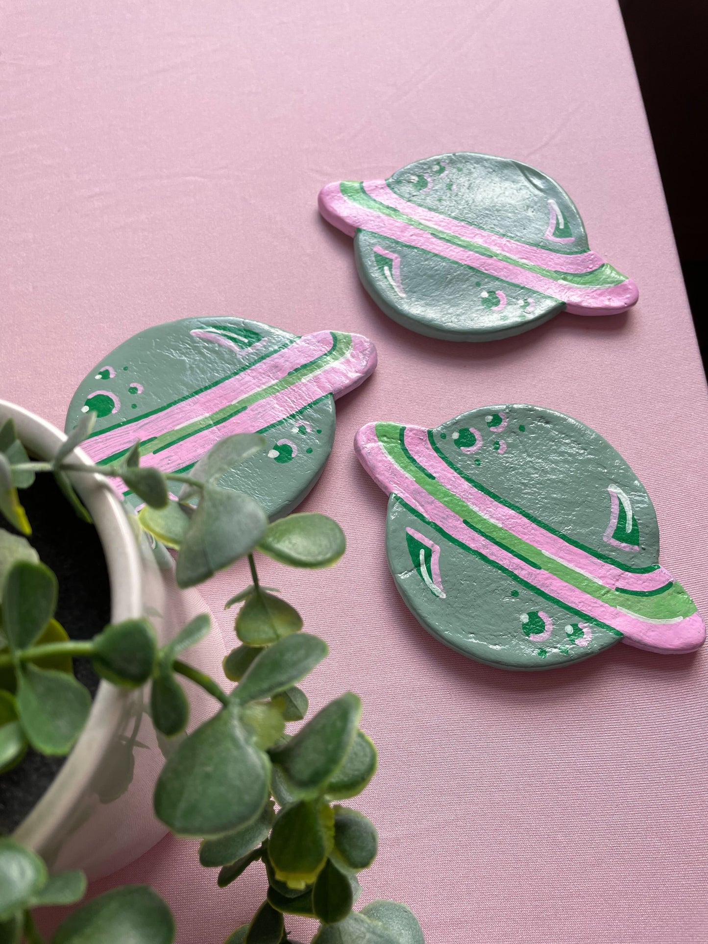 Green Planet Handmade Clay Coaster
