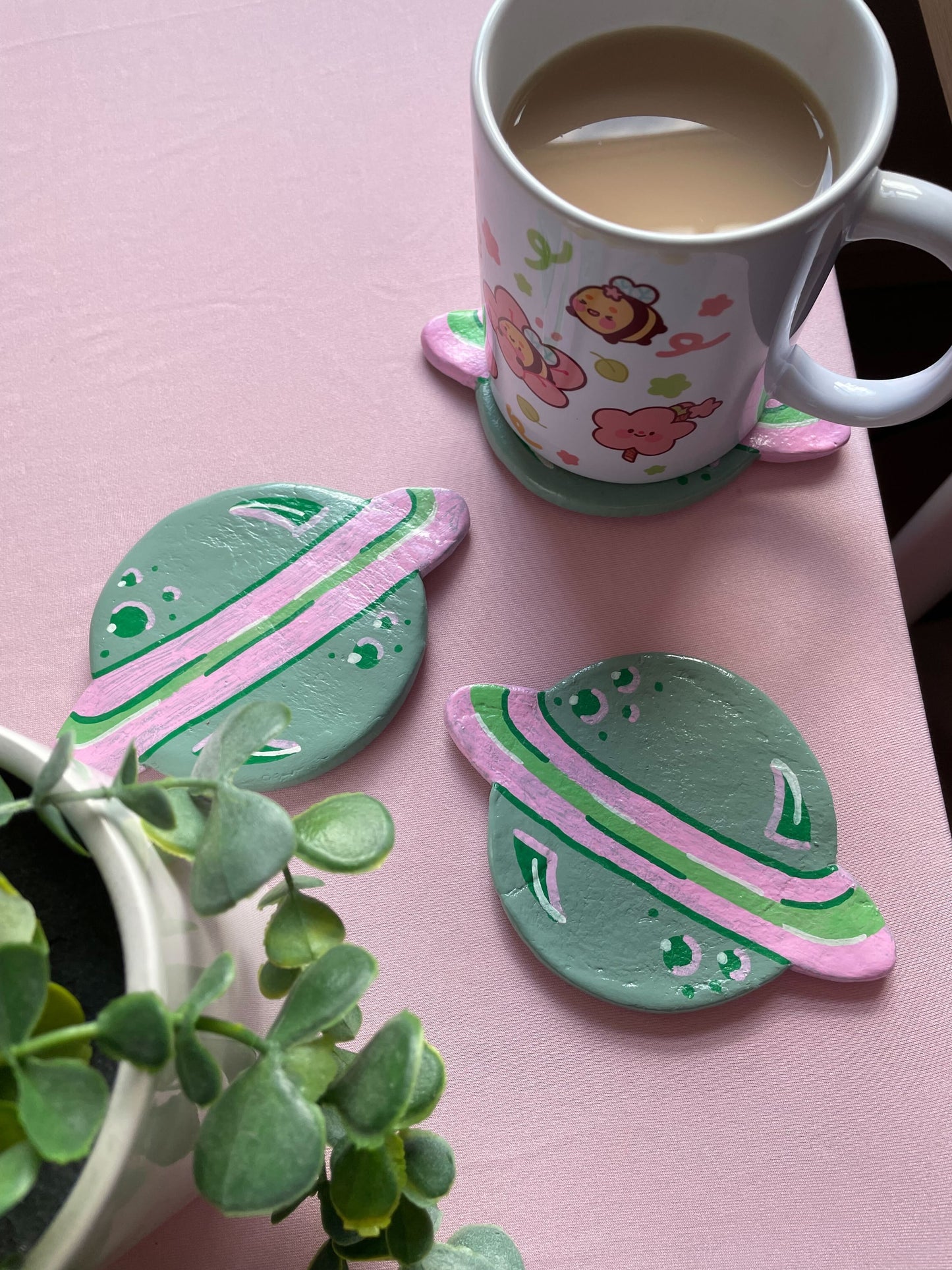 Green Planet Handmade Clay Coaster