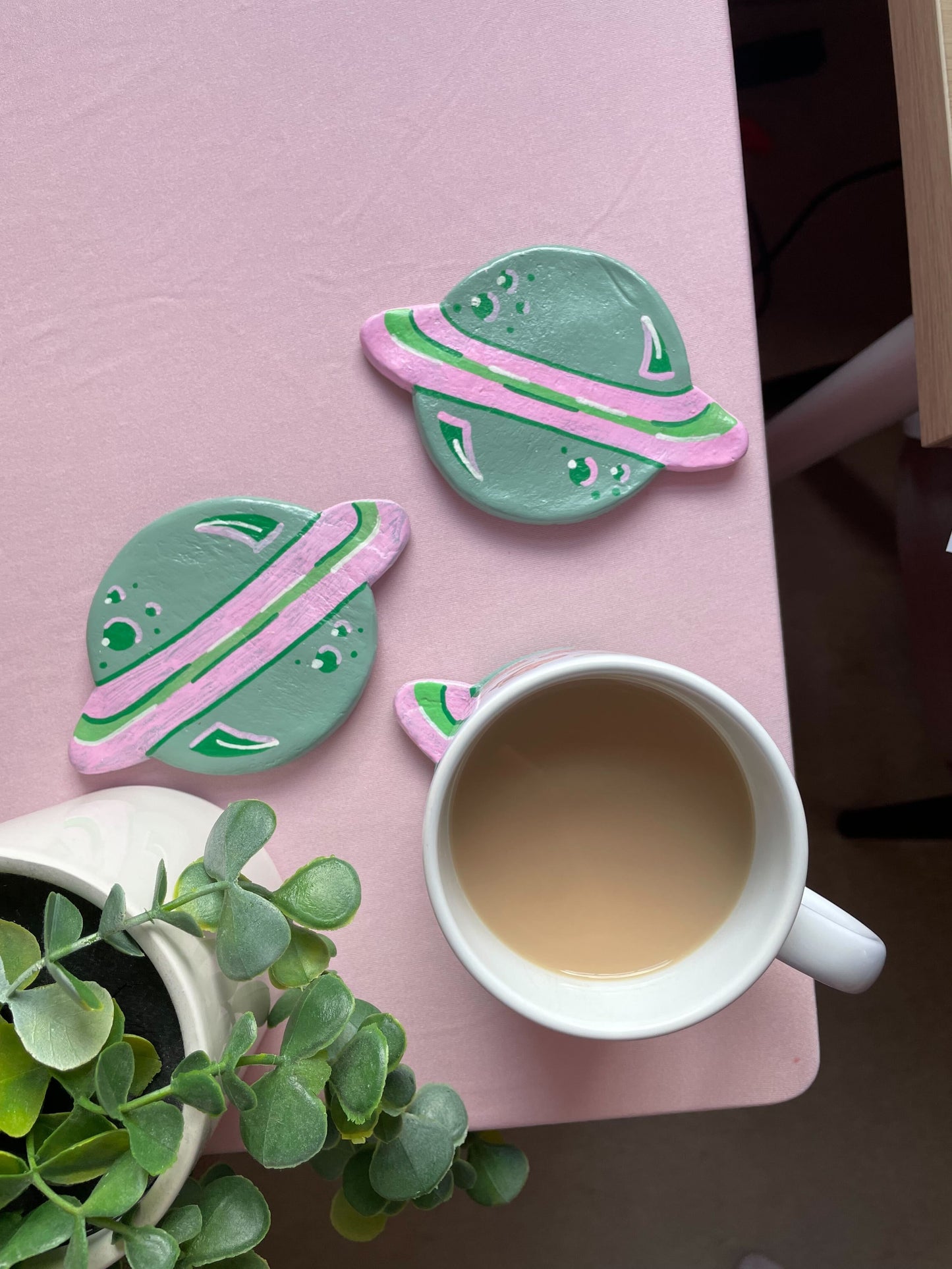 Green Planet Handmade Clay Coaster
