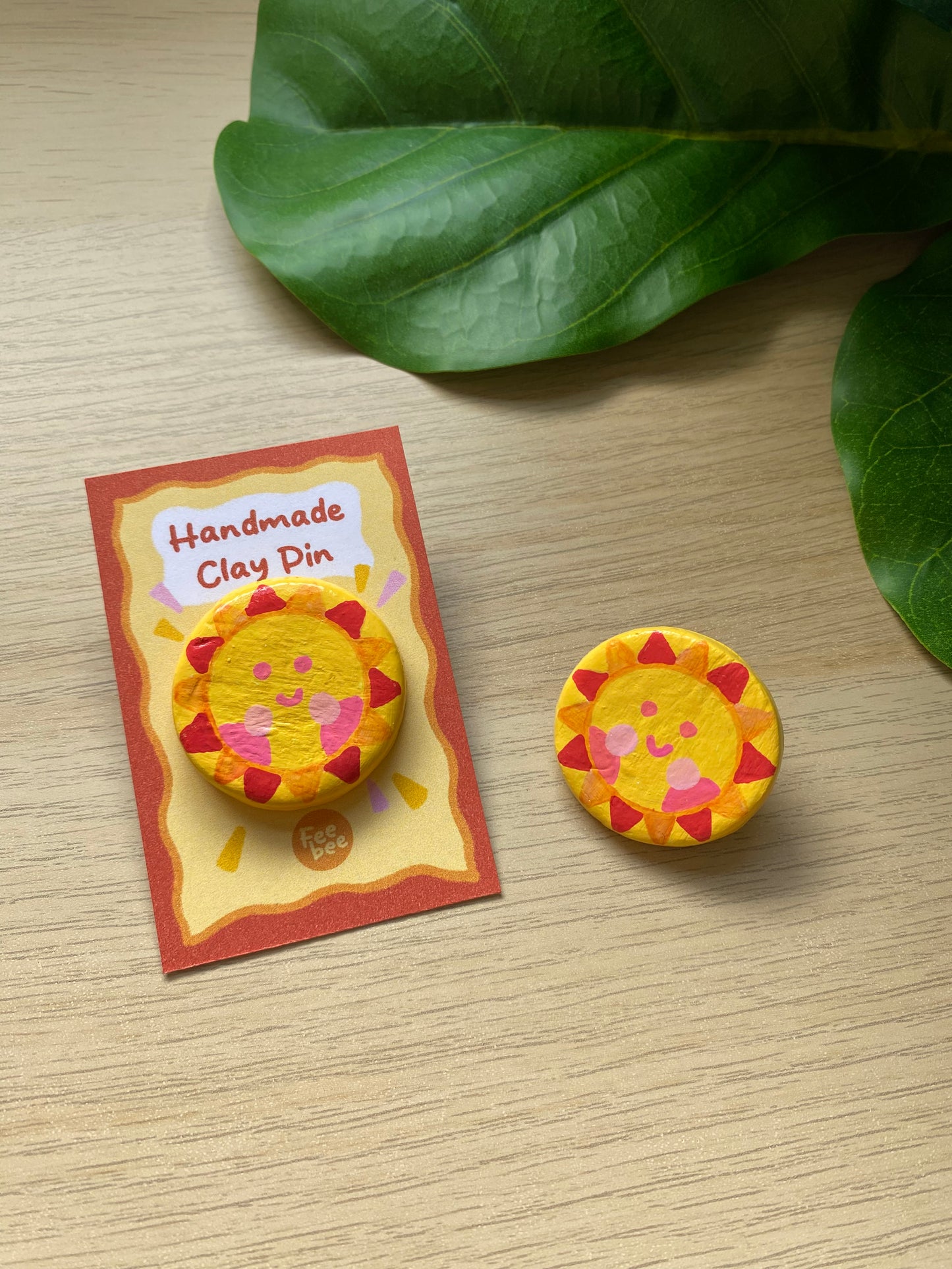 ‘Sunshine’ Handmade Clay Pin