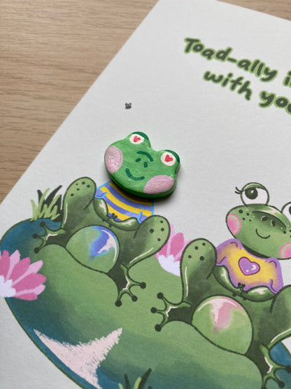 “Toad-ally in Love” Frog Clay Pin Greeting Card