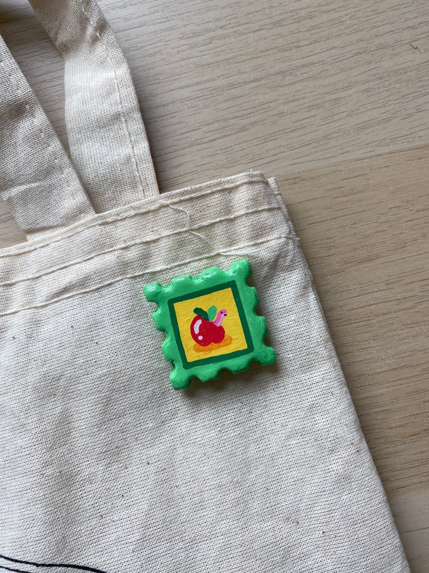 ‘Apple Stamp’ Handmade Clay Pin