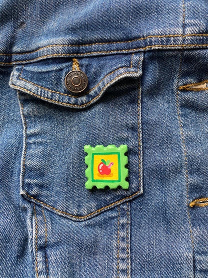 ‘Apple Stamp’ Handmade Clay Pin