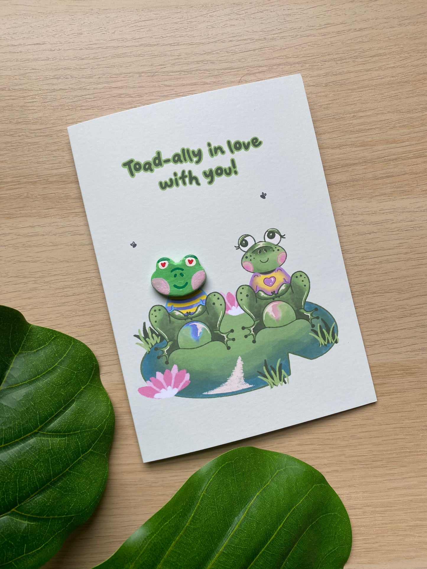 “Toad-ally in Love” Frog Clay Pin Greeting Card