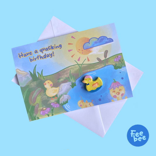 ‘Quacking Birthday’ Duck Clay Pin Greeting Card