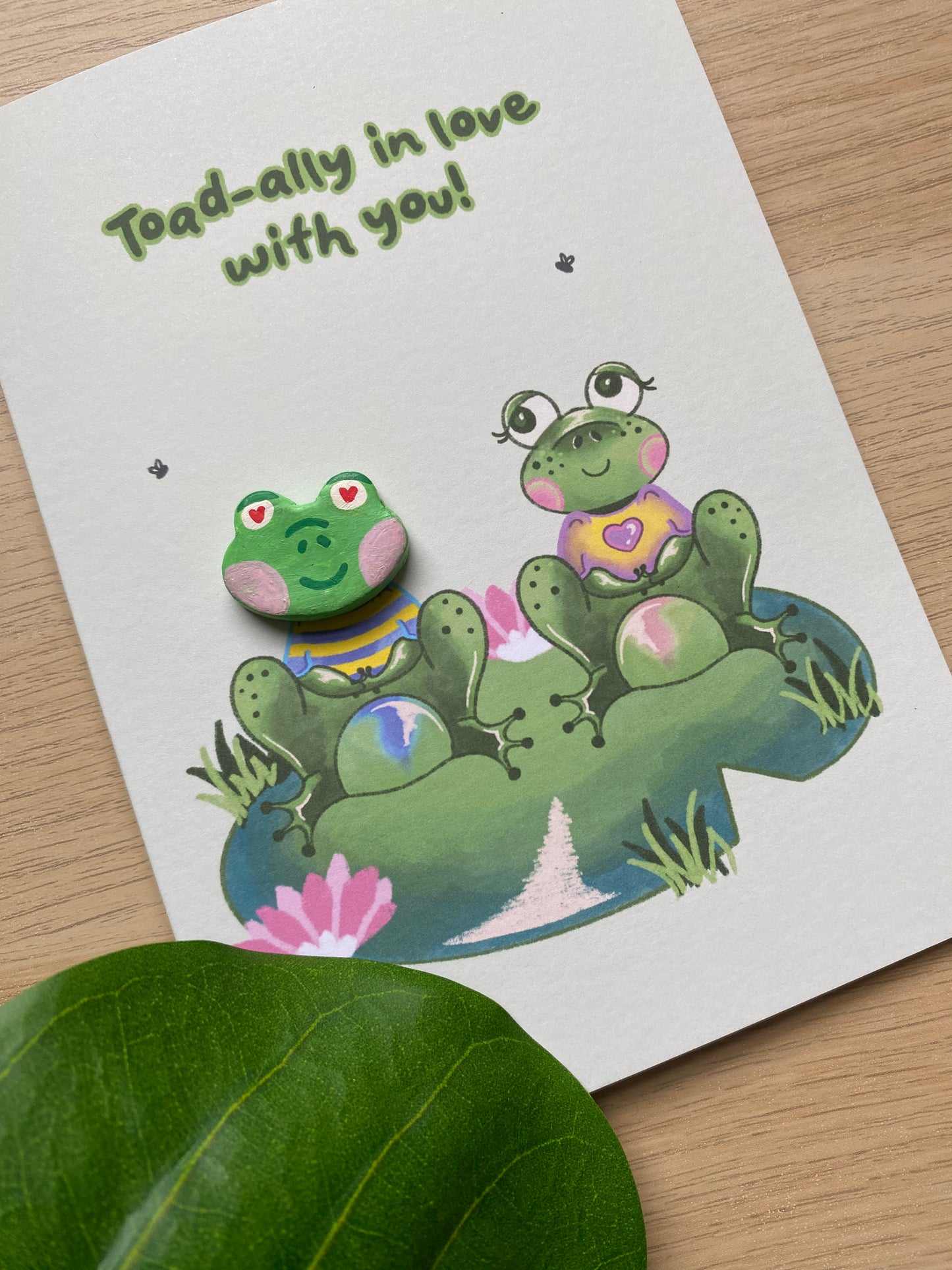 “Toad-ally in Love” Frog Clay Pin Greeting Card