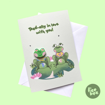 “Toad-ally in Love” Frog Clay Pin Greeting Card