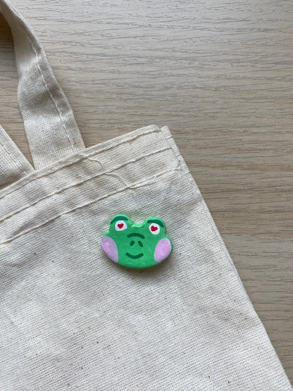 ‘Lovestruck Frog’ Handmade Clay Pin