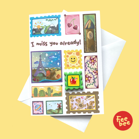 ‘I miss you already’ Apple Clay Pin Greeting Card