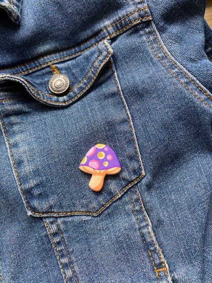 ‘Toadstool’ Handmade Clay Pin