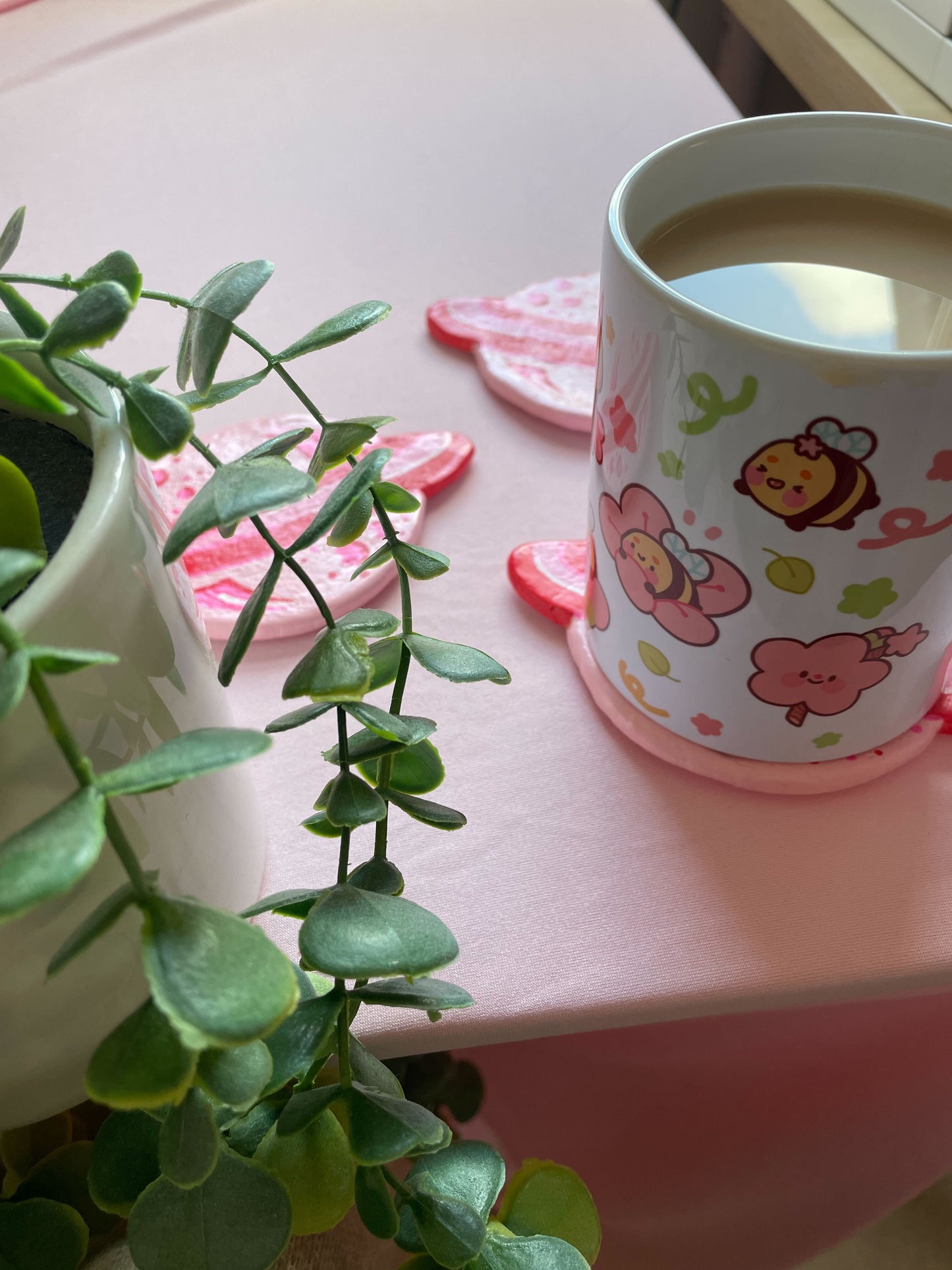 Pink Planet Handmade Clay Coaster