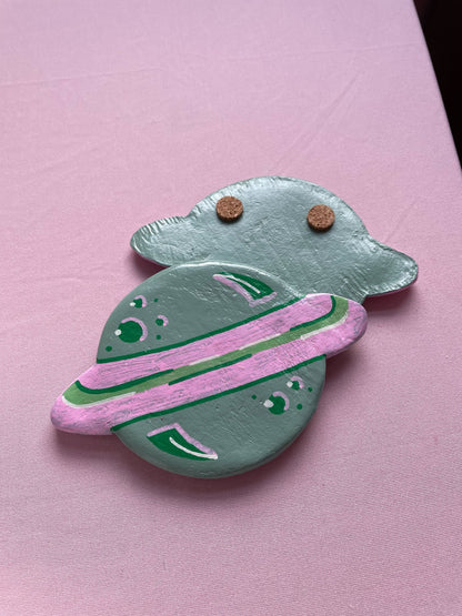 Green Planet Handmade Clay Coaster